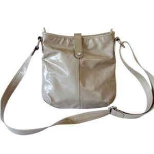 Texier France Coated Tan Patent Shoulder Bag